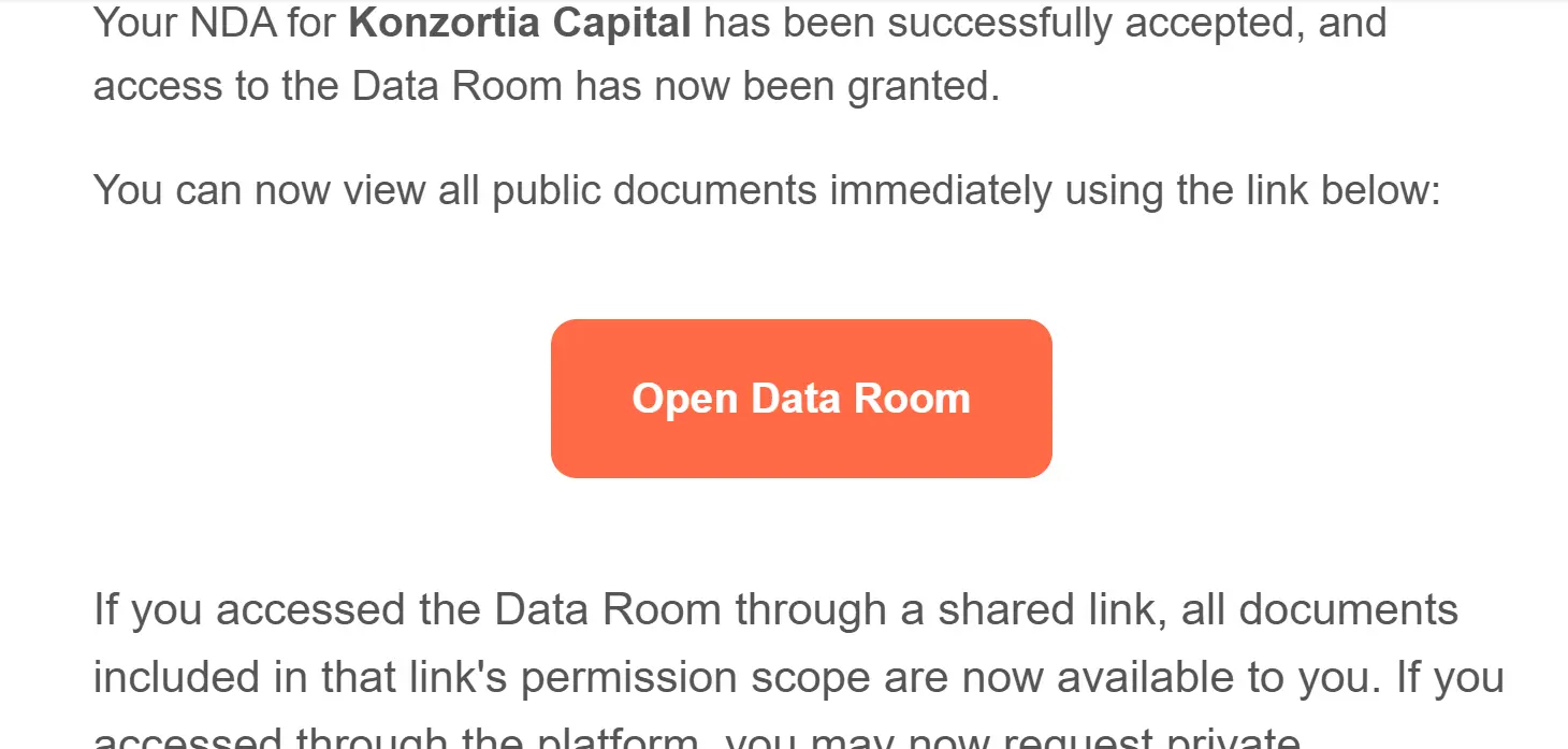 Alpha Hub startup data room — automatic NDA gating for investor document access